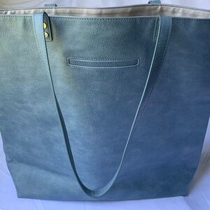 Thirty-One Distressed Blue Large Shoulder Bag Faux Leather Minimalist